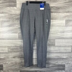 Apt. 9 Ponte Leggings Womens Large Black Houndstooth Knit Tummy Control Mid Rise